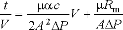 constant pressure filtration equation